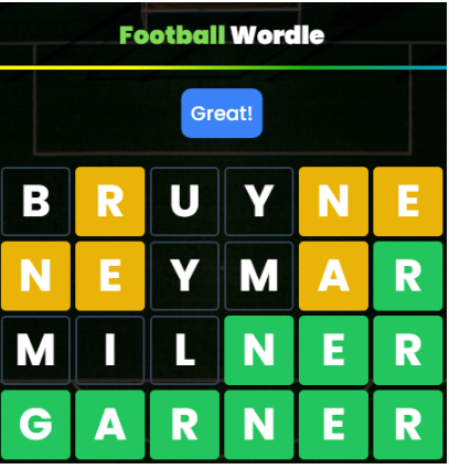 World Cup Wordle ⚽ Soccer Guessing Game - Vertical Wordle